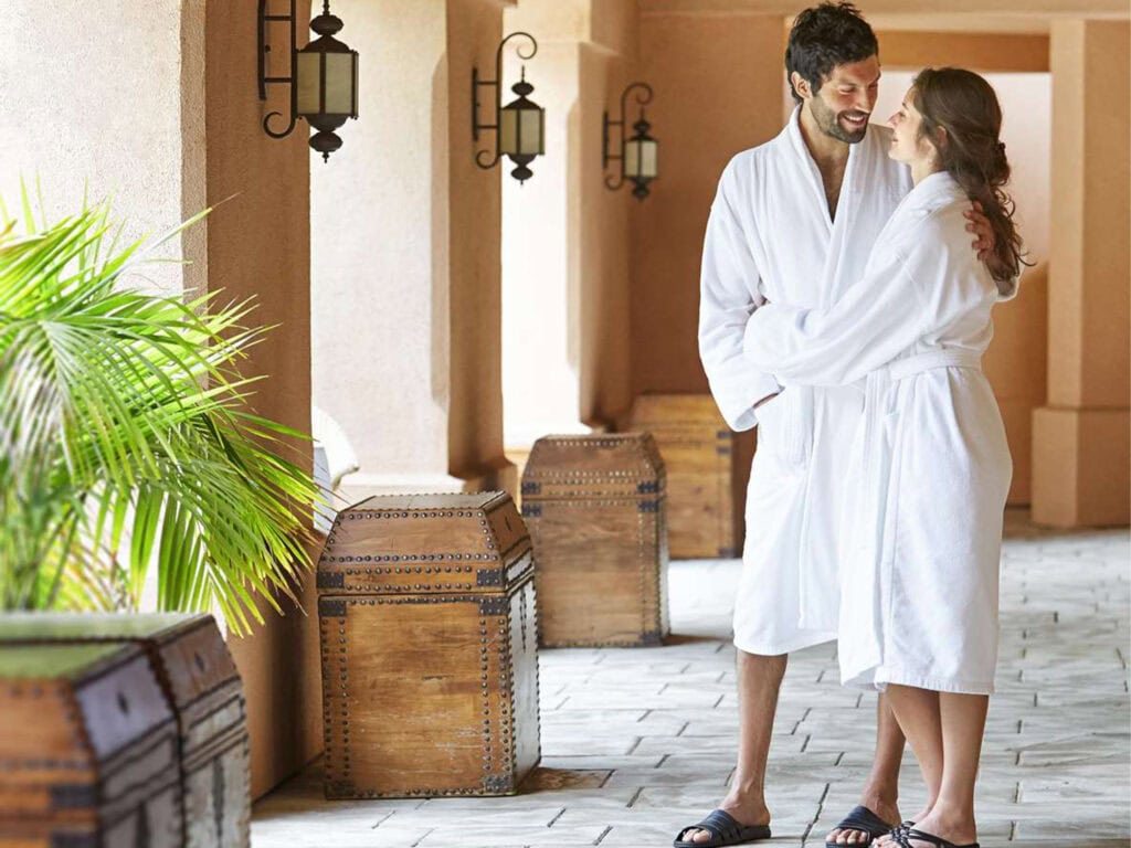 couple enjoying the the spa at fairmont sonoma mission inn in sonoma county