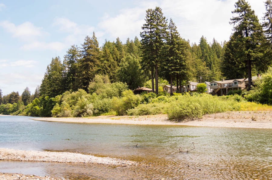 Dawn Ranch Resort sits beside the Russian River in Guerneville
