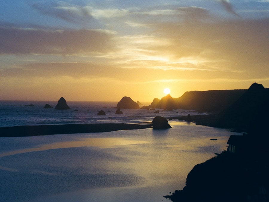 The sunsets are spectacular from the dining room at River's End Restaurant & Inn, Sonoma County