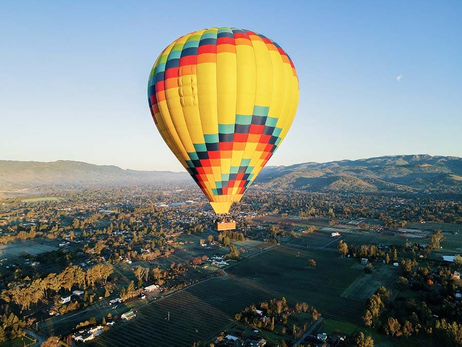 hot air balloon over Sonoma County, California 