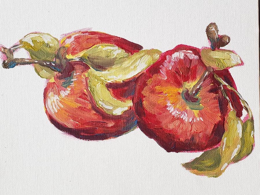 Acrylic painting of apples by Sebastopol artist Ariana Tillman