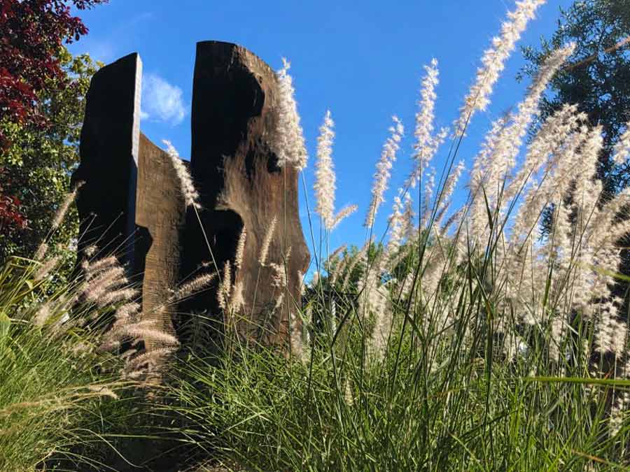 A giant sculpture made of redwood