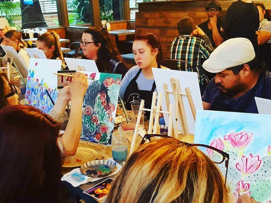 ArtXcursion painting class in a Sonoma County restaurant 