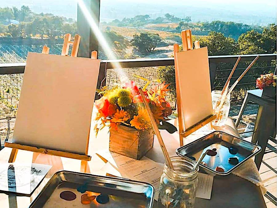 ArtXcursion Sip and Paint event at a Sonoma County winery 