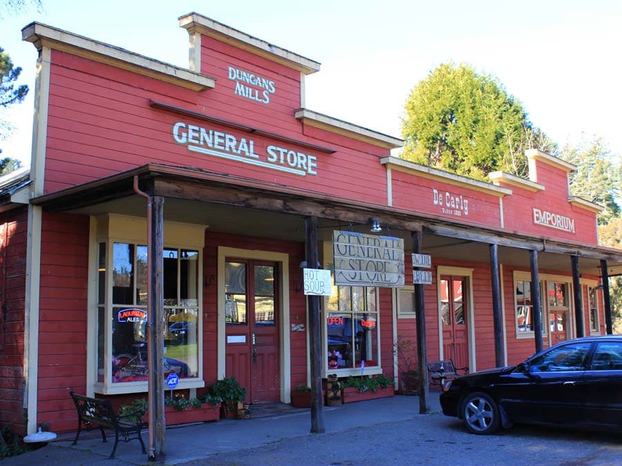 The exterior of the Duncans Mills General Store in Duncans Mills