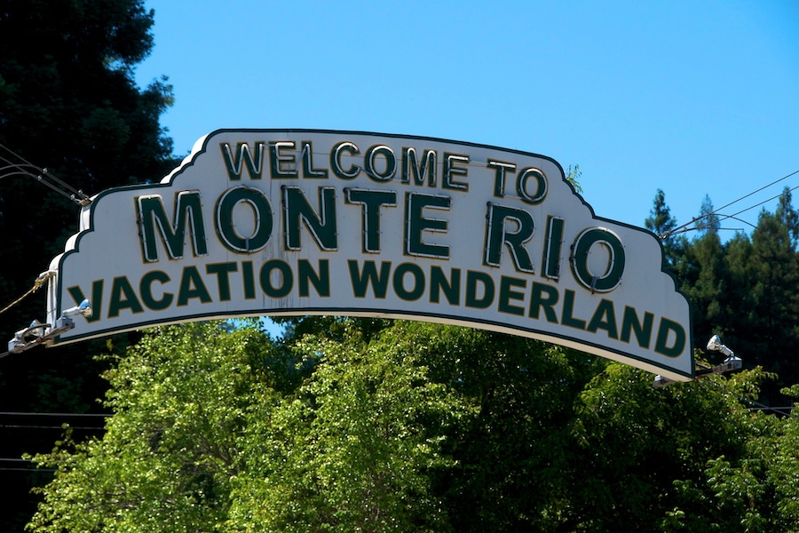 Vintage sign for Monte Rio in Sonoma County 