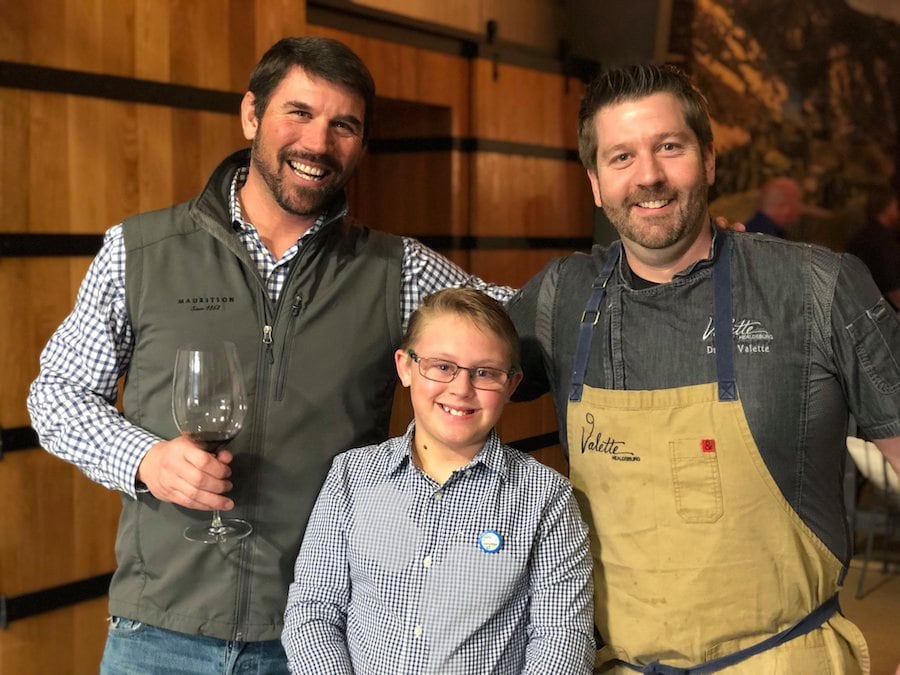 Clay Mauritson and his son Brady, who has Down's Syndrome, with Healdsburg chef Dustin Vallette 