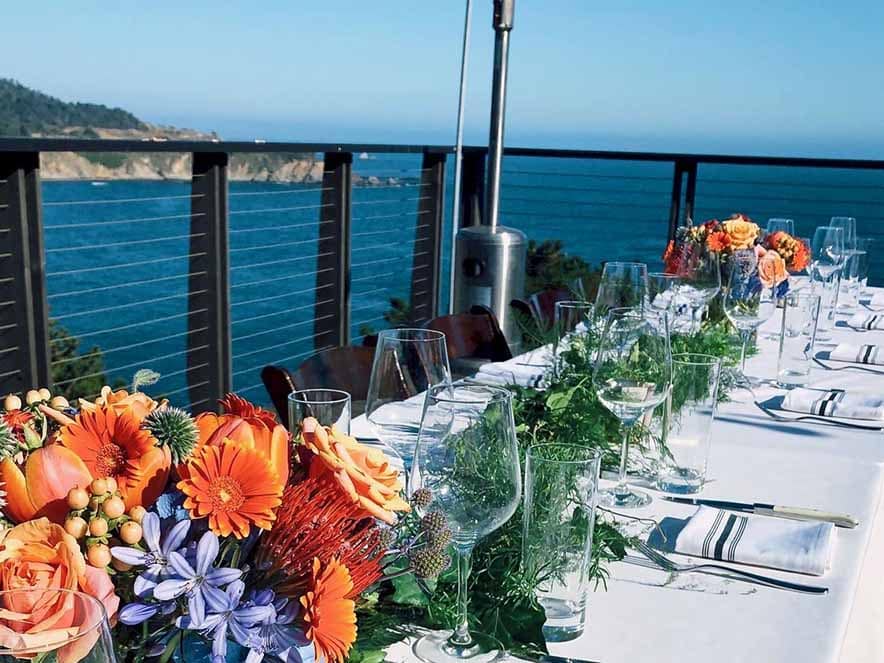 large table set with views of ocean