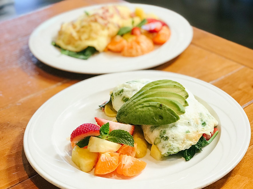 Image of an eggs and avocado breakfast at Costeaux in Healsburg