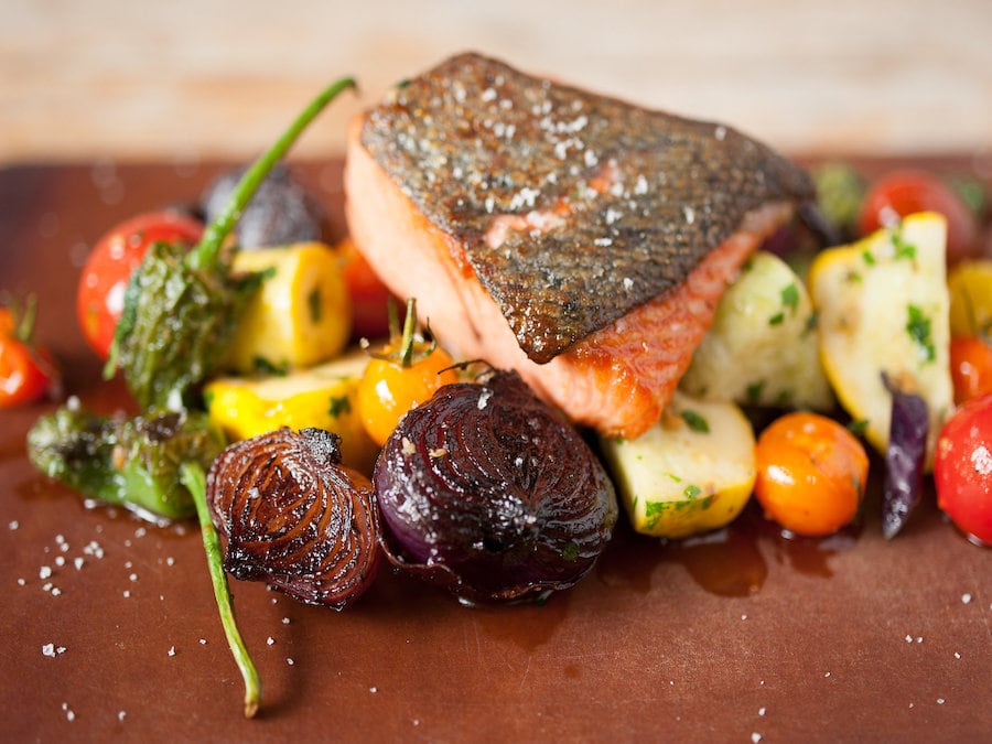 Salmon and vegetables at Handline