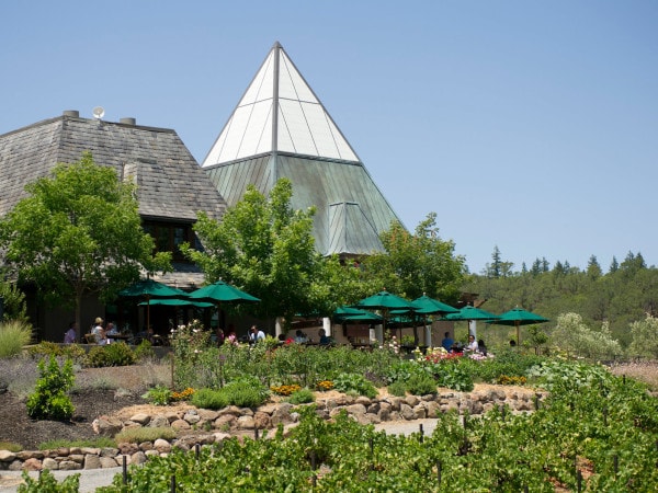 Exterior of Rustic restaurant at Francis Ford Coppola Winery in Geyserville