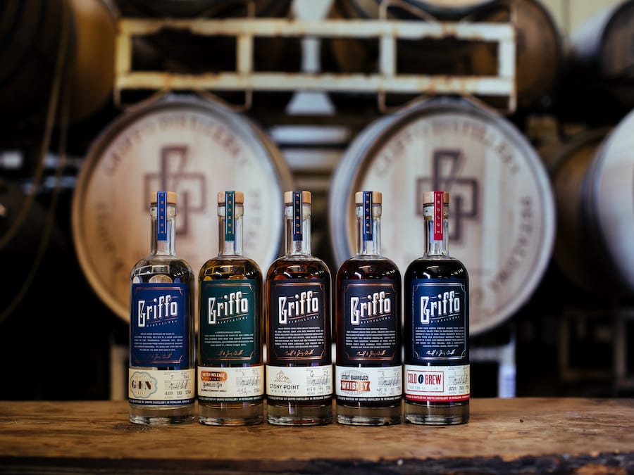 Bottles of the small batch spirits made by Griffo Distillery in Sonoma County