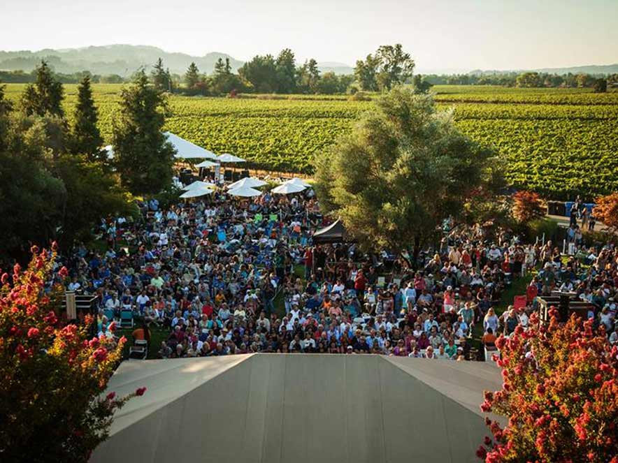 Guests dance to the music at the Rodney Strong Summer Concert Series, Healdsburg