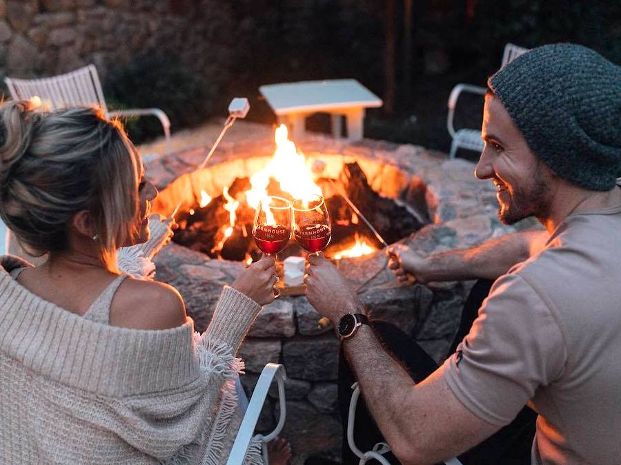 This holiday season, gather 'round the fire-pit and make s'mores at the Farmhouse Inn 