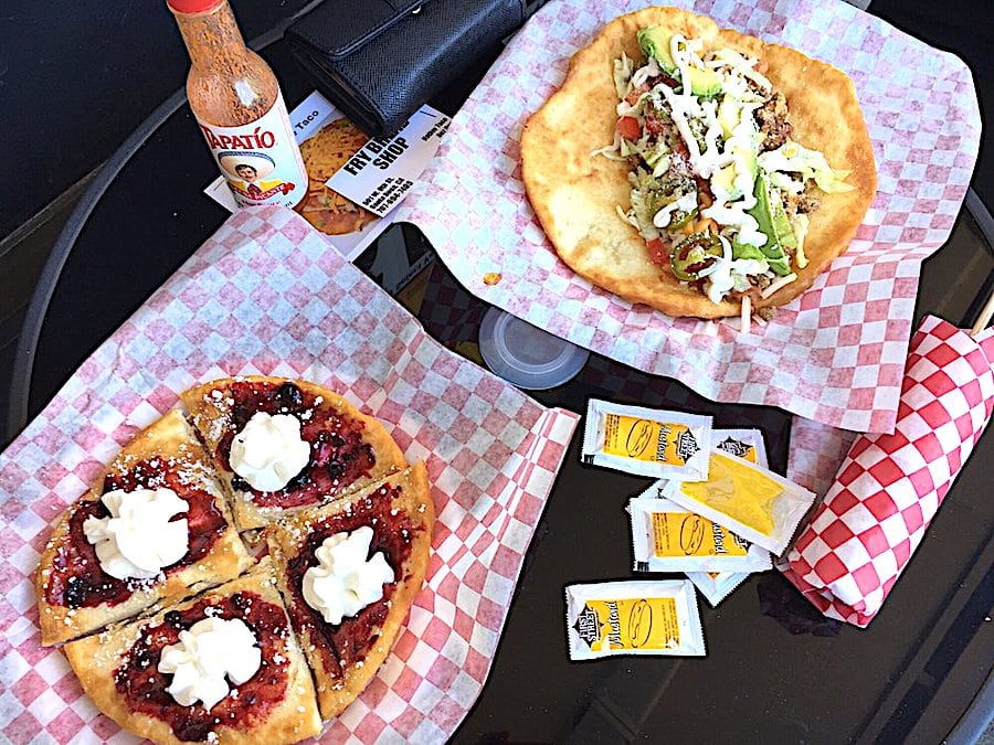 Fry bread desserts and tacos from Fry Bread Shop in Santa Rosa