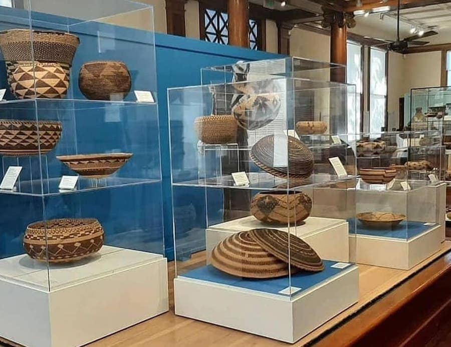 Native American baskets on display at the Healdsburg Museum & Historical Society