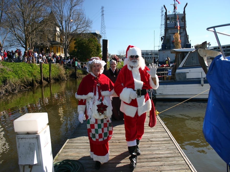 Santa and Mrs. Claus' riverboat arrival in Petaluma