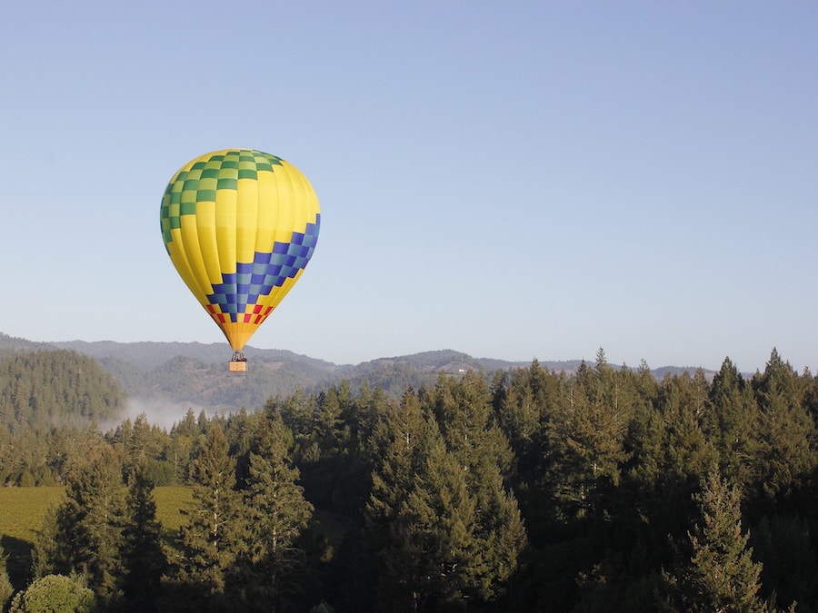 hot air balloon over the russian river valley