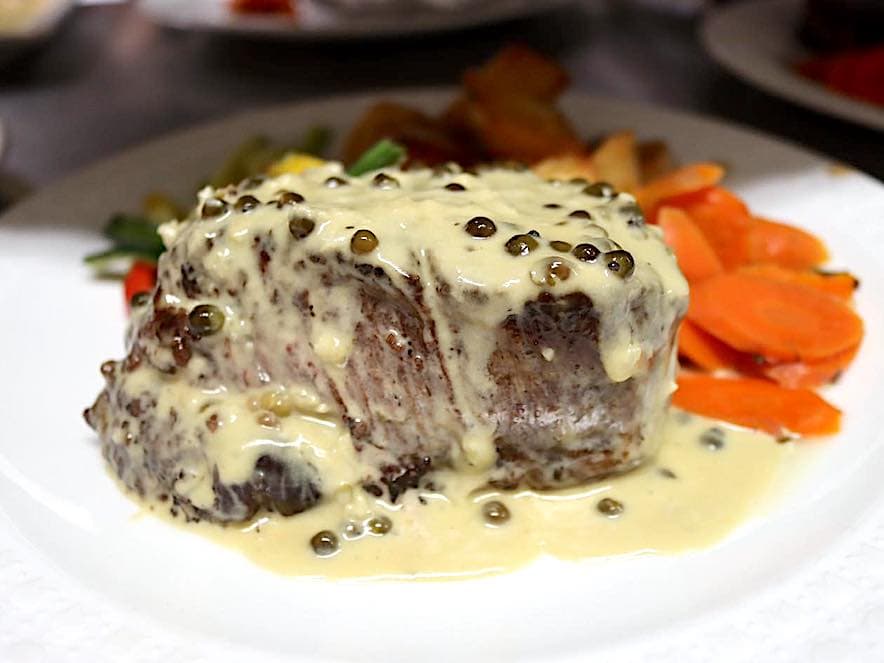 Steak au poivre at La Gare French Restaurant