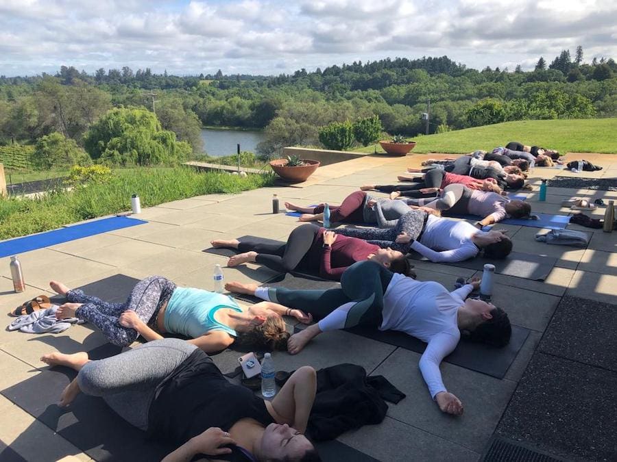 Private yoga class at a winery with Molly Vogel Yoga