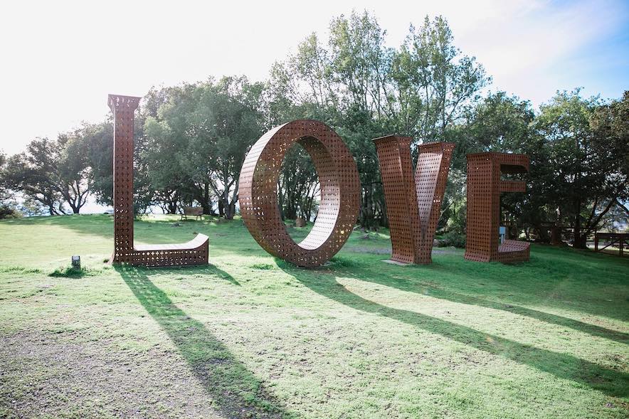 "Love" sculpture at Paradise Ridge Winery 