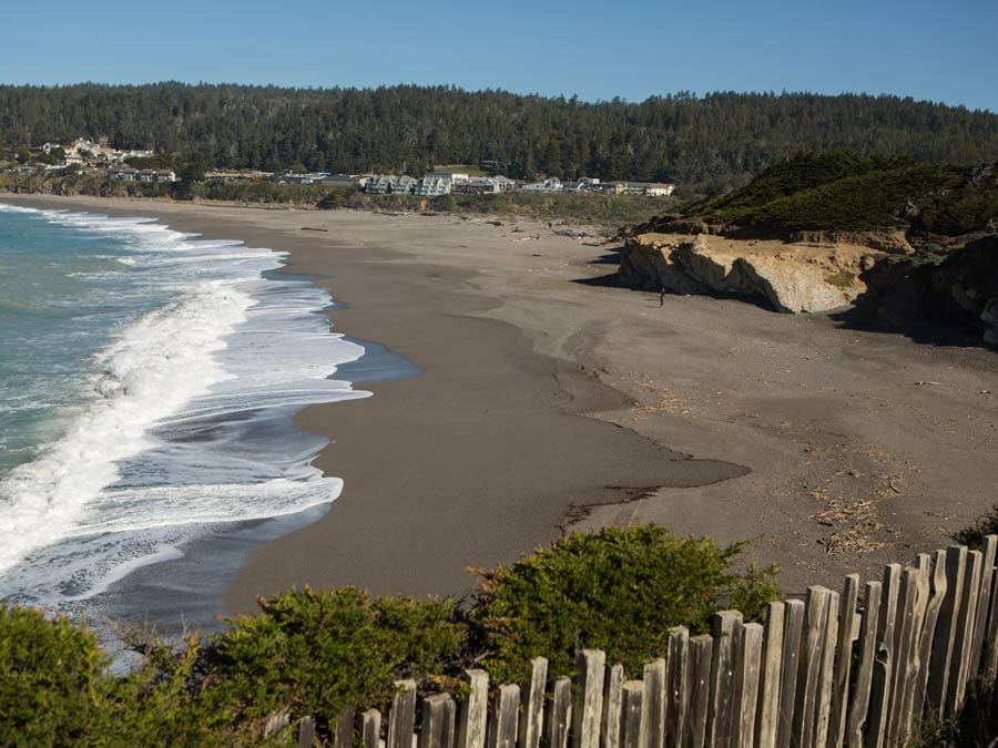 A sandy cove along the Paciic coast