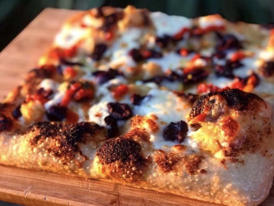 square pizza with pepperoni