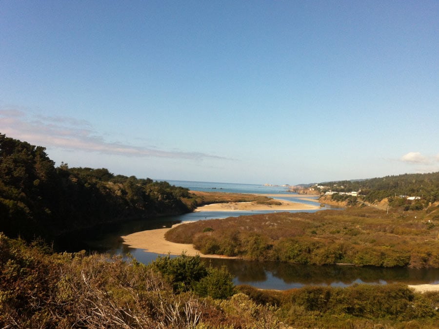 The Gualala River winds down to the Pacific Ocean in Sonoma County