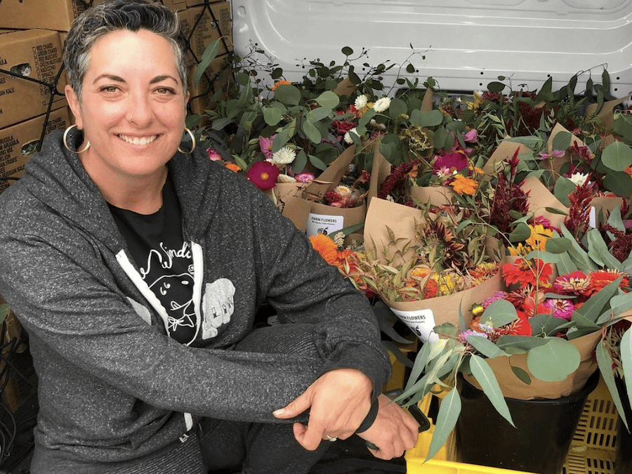 Sarah Deragon, flower farmer at Radical Family Farms in Sebastopol 