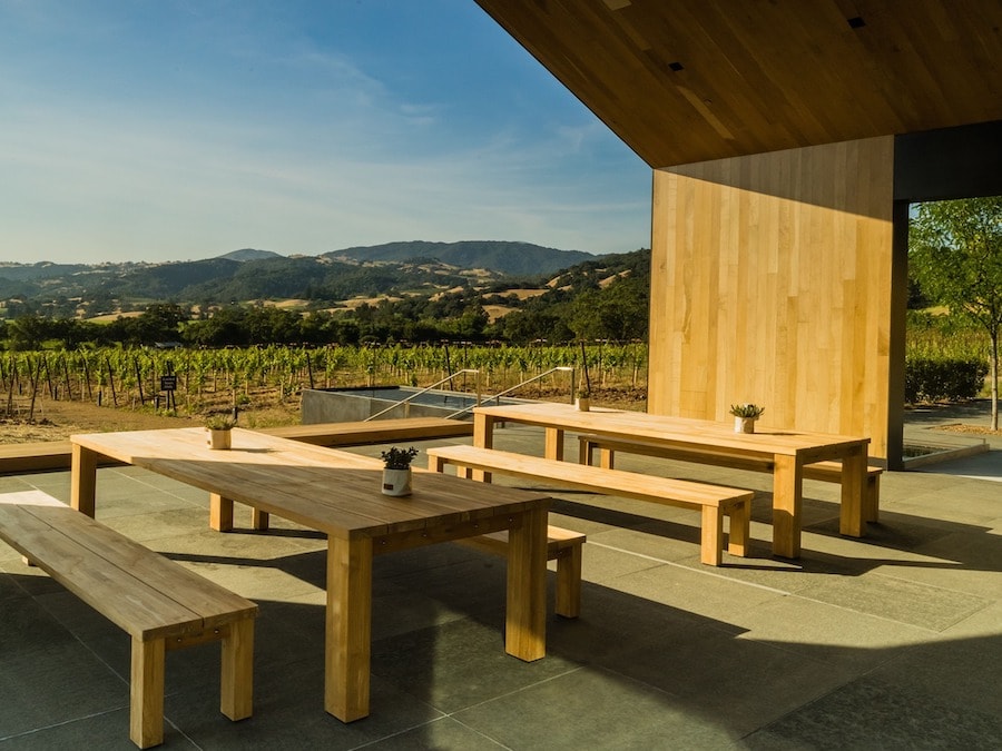 Vineyard view from Silver Oak Cellars' LEED-certified Alexander Valley tasting room 