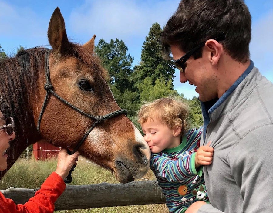 Kissing a horse at Sonoma County Farm Trails' Fall Tour 