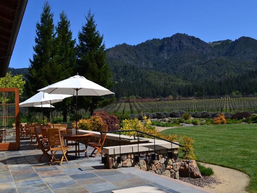 Outdoor terrace at St. Francis Winery in Kenwood, California