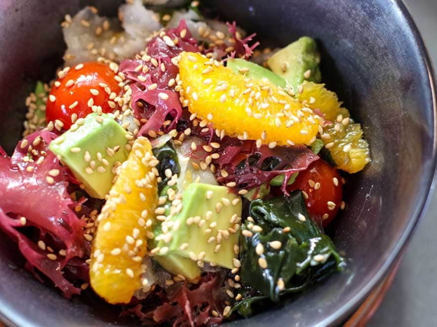 seaweed salad with fruits and vegetables