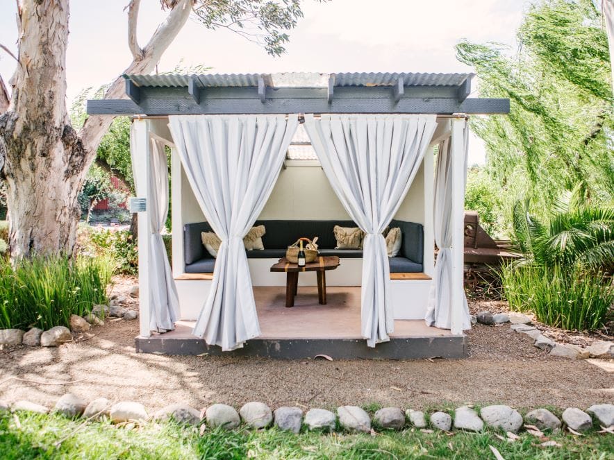 Picture of private cabana that can be reserved at Cline Cellars