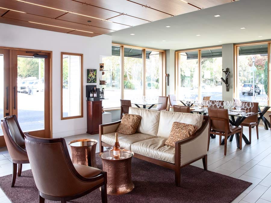 The inside of a luxurious tasting room