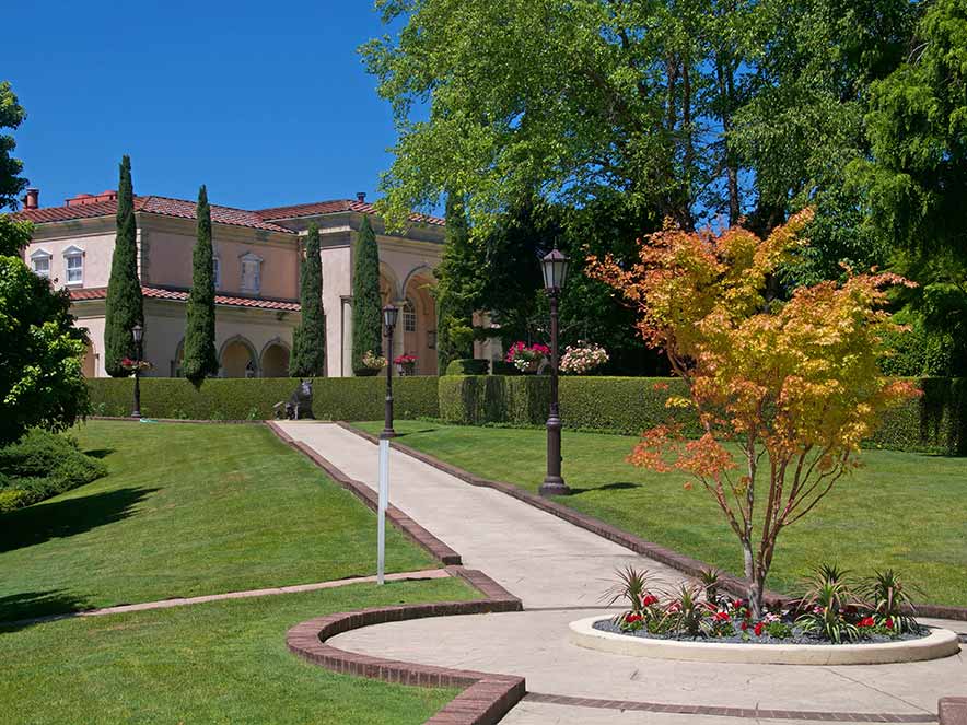 The magnificent gardens at Ferrari Carano in Dry Creek Valley