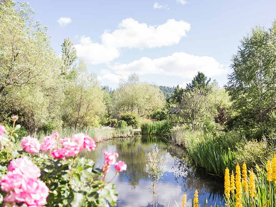 Beautiful gardens at Hans Fahden Vineyards