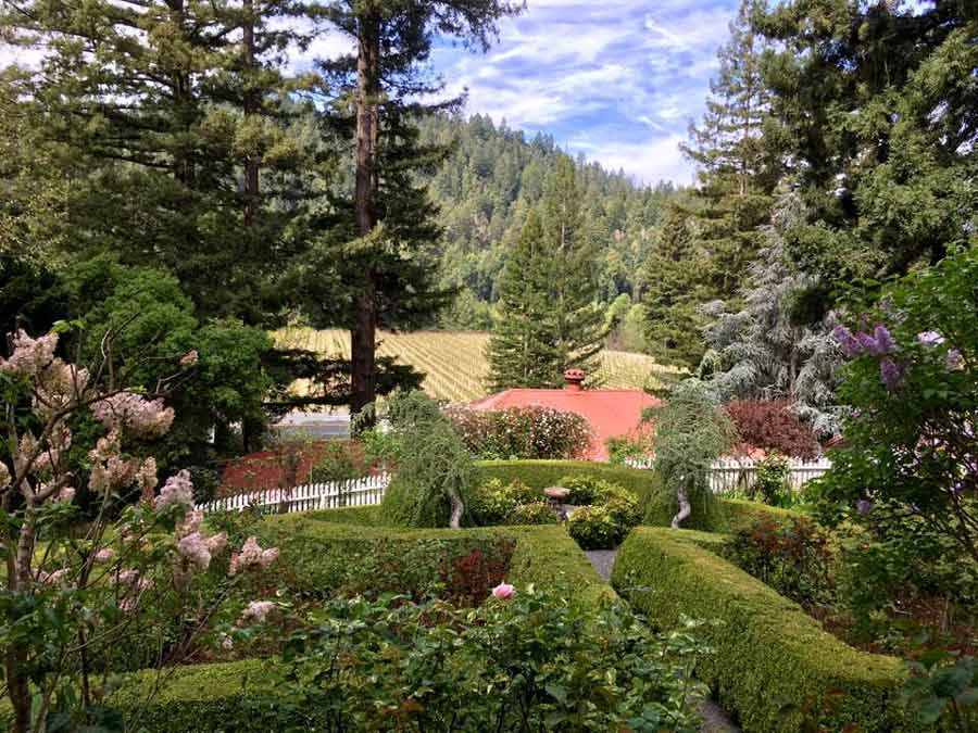 The ornate garden in the Russian River valley