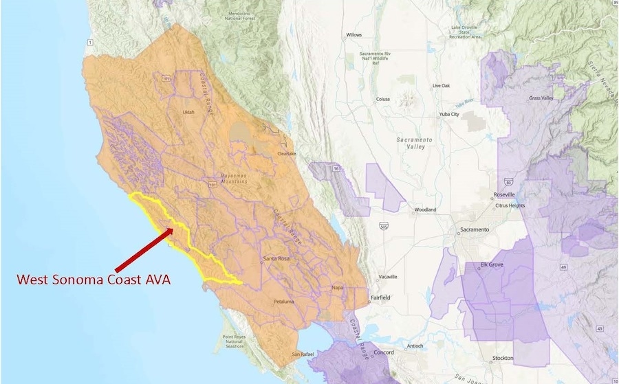 West Sonoma Coast AVA map