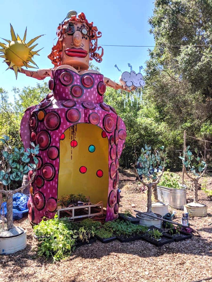 "Wine Goddess" by Sonoma County-based artist Patrick Amiot stands in the garden at Davis Family Vineyards 