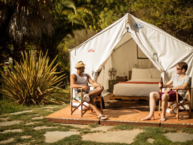 two people camping in Sonoma County