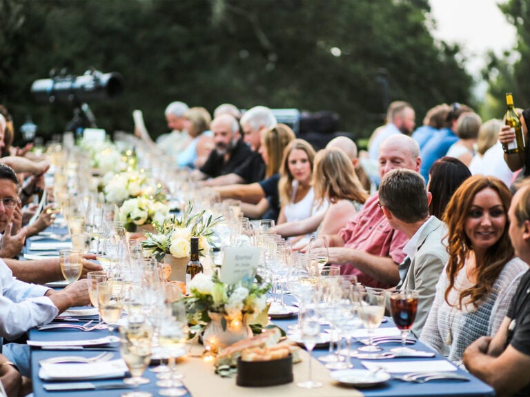 large group of people having dinner in sonoma county