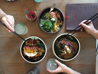 Meals on Table at Bird & The Bottle restaurant in Santa Rosa