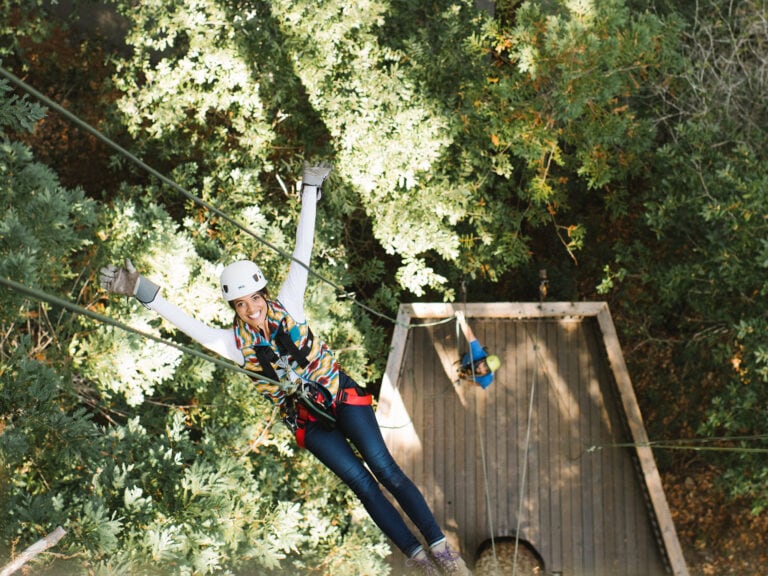 Woman enjoying a Canopy Tour at Sonoma Canopy Tours in Occidental