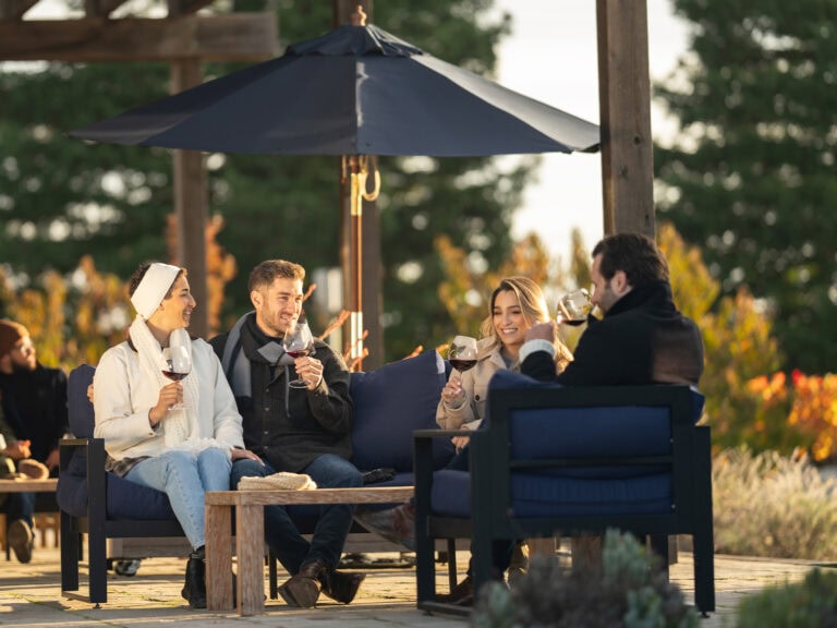 Wine tasting at emeritus vineyard in the winter in sonoma county