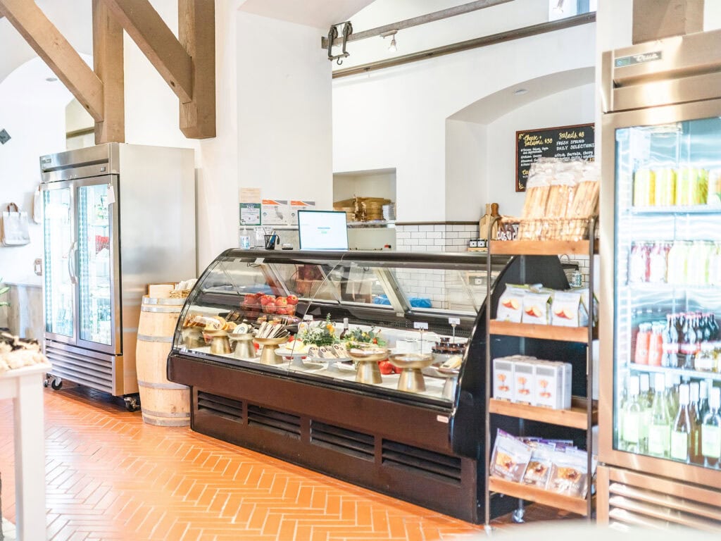 Inside the Viansa Winery tasting room is a marketplace, deli, and café that offer coffee, tea, and a variety of nonalcoholic beverages 