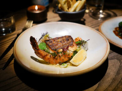 steak and shrimp dinner at table provisions restaurant