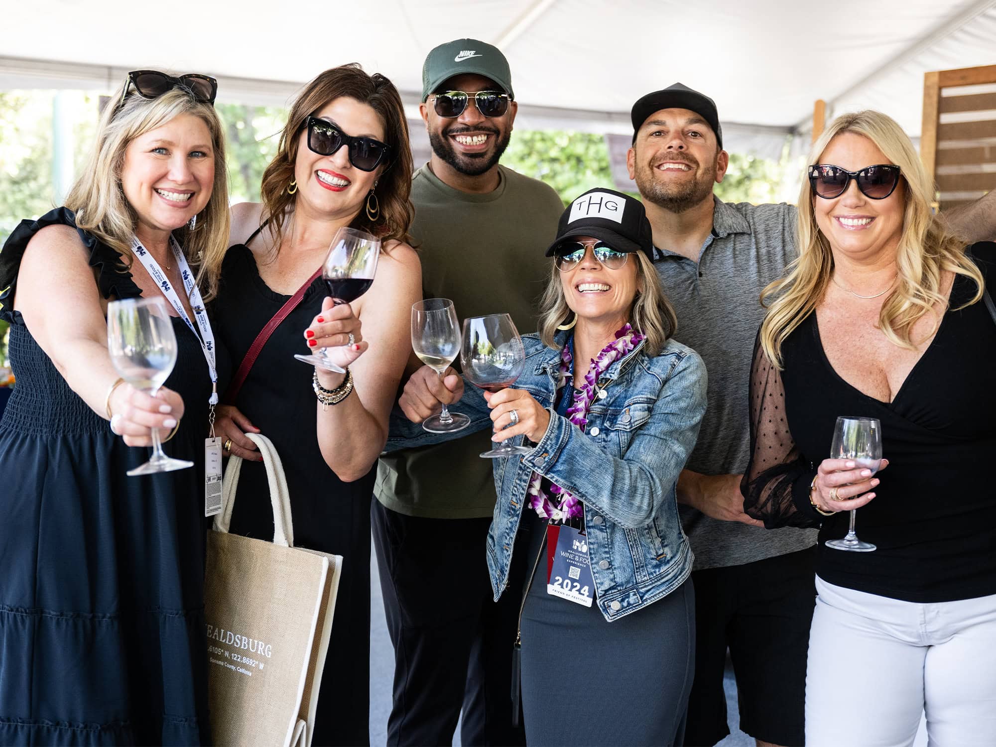 group of people having fun at the healdsburg wine and food event