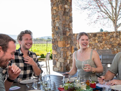 group of people doing a wine and food experience at st francis