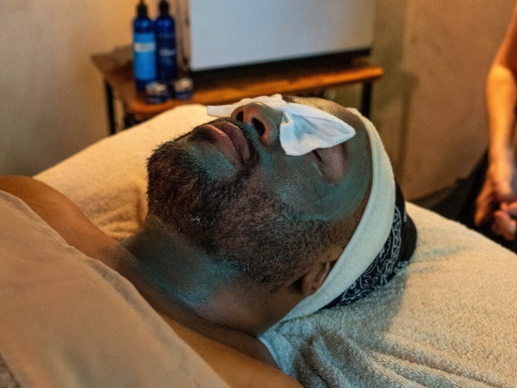 traveler getting a facial at the spa at dawn ranch